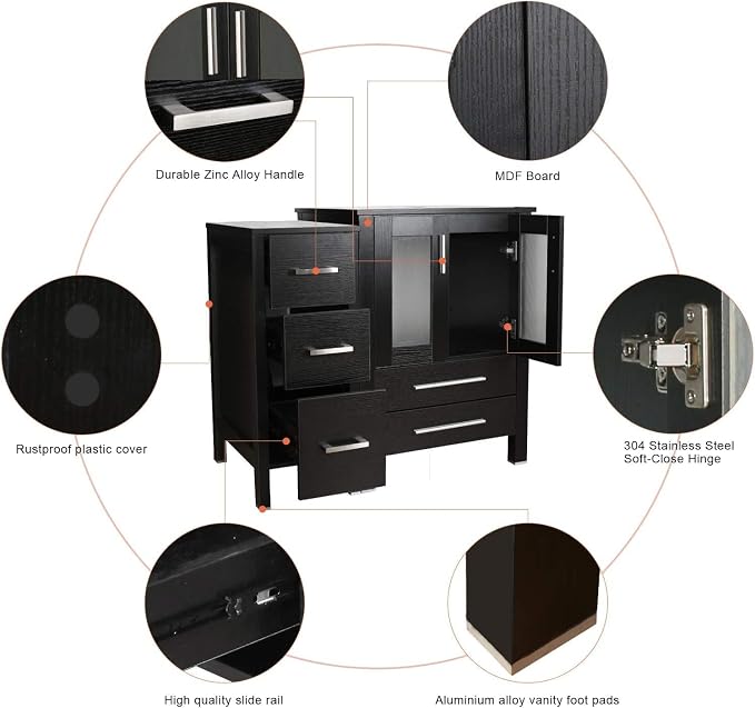 eclife 48" Modern Bathroom Vanity Sink Combo Freestanding Cabinet - Image 3