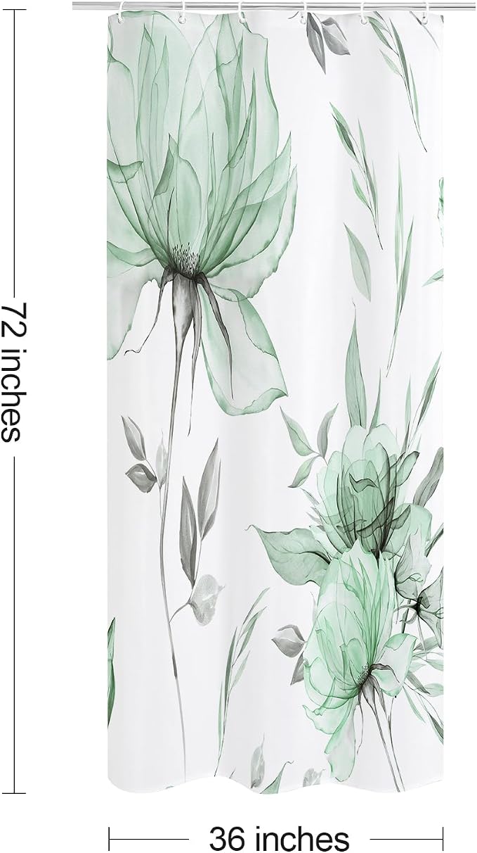 Small Stall Boho Watercolor Floral Shower Curtain 36 x 72, Artistic Narrow Half - Image 6