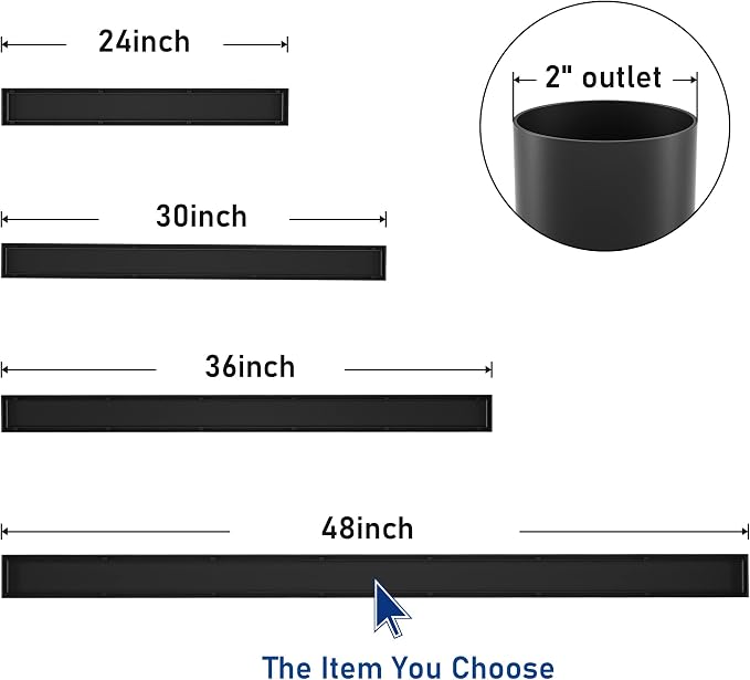 Linear Shower Drain 48", Matte Black Floor Drain - Image 6