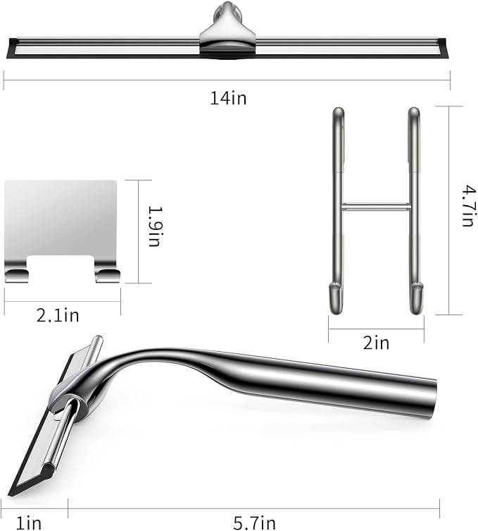 Shower Squeegee Set, Include Shower Door Hook, Adhesive Hook and Spare Silicone - Image 3