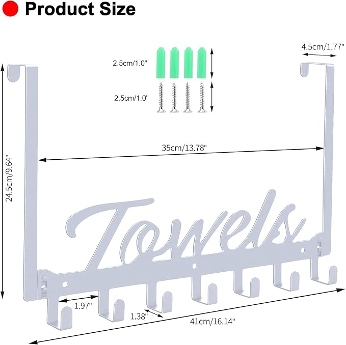 Over The Door Hooks, Towel Rack - Image 2