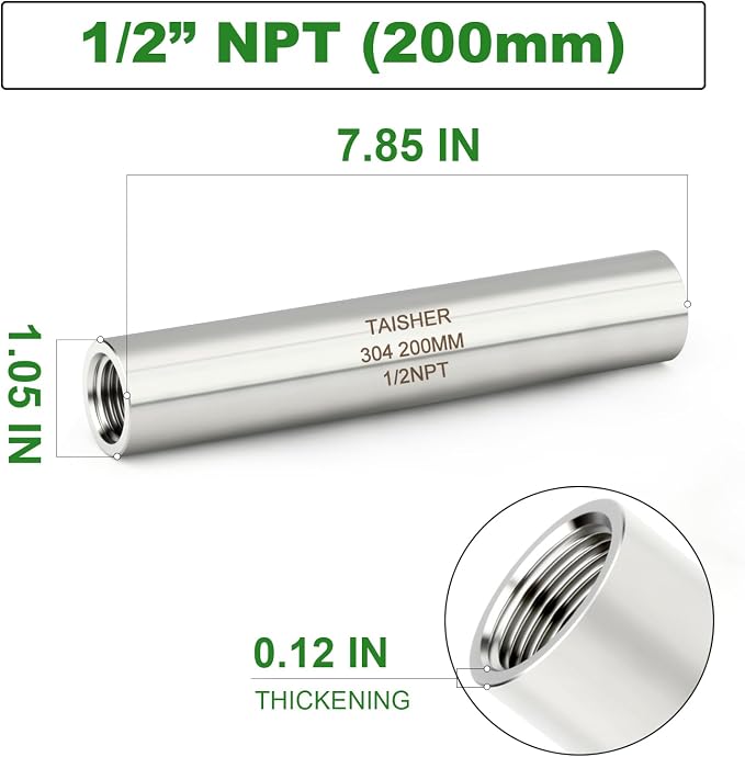 TAISHER 2PCS Stainless Steel Pipe Fittings, 1/2" NPT Female x 1/2" NPT Female - Image 2