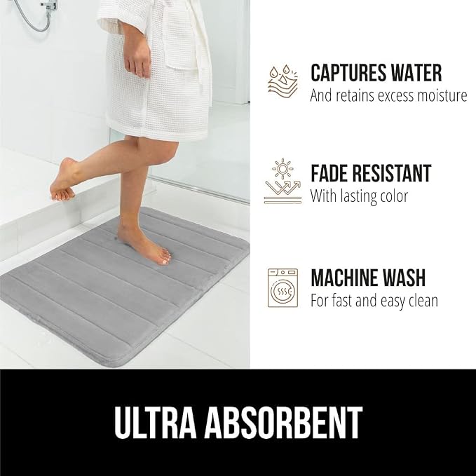 GORILLA GRIP Memory Foam Bath Mat, Soft Absorbent US Designed Bathroom Rug - Image 7