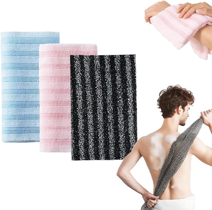 3PCS Exfoliating Shower Towel, 2026 New Premium Scrub Wash Back Bath Cloth by Unknown