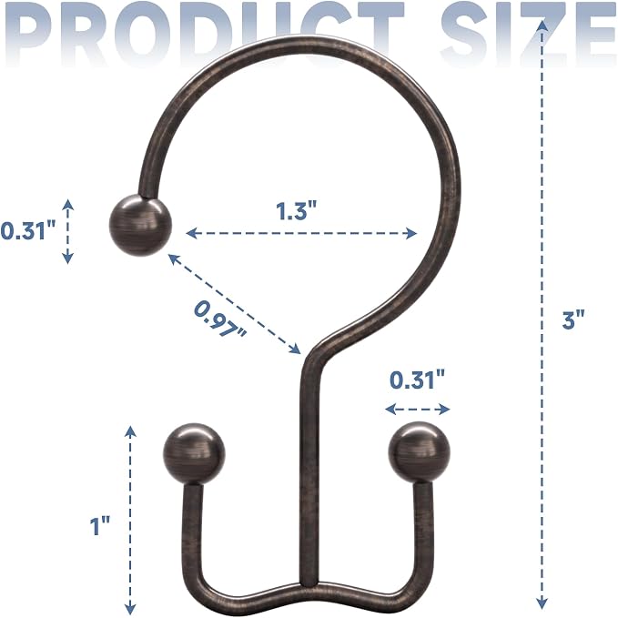 Titanker Shower Curtain Hooks Bronze, Minimalist Simple Double Glide Shower - Image 5