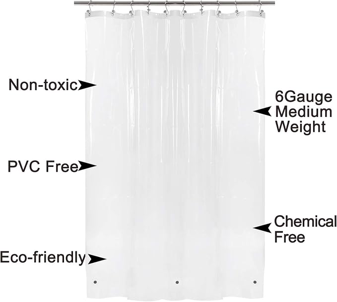 54x78 Inch Stall Shower Curtain/Liner 8G Heavy Duty Clear PEVA, 3 Bottom Magnets - Image 6