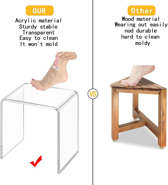 Acrylic 15 Inch Small Stool Set of 2, Seating and Placing Items - Image 3