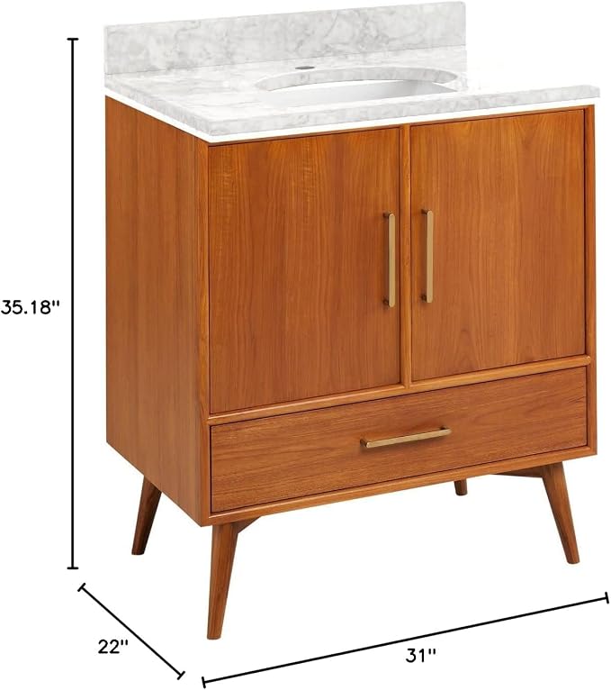 Signature Hardware 953363-30-RUMB-1 Novak 30" Freestanding Teak Single Basin - Image 2