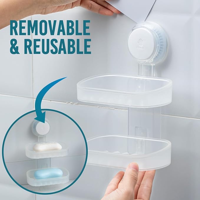 TAILI Double Layer Soap Dish Holder Suction Cup, Strong Sponge Holder - Image 7