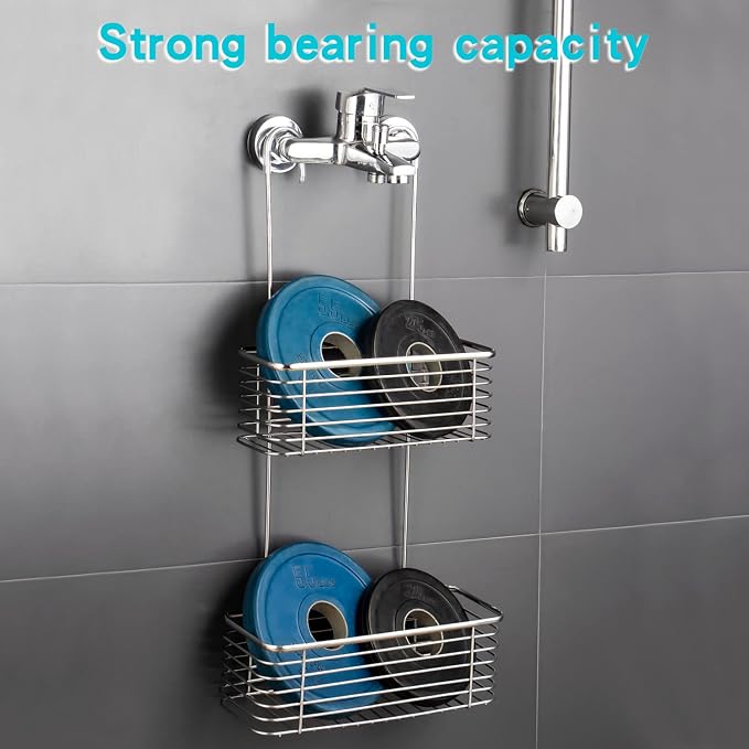 YQh Stainless steel double-layer shower rack, shower room hanging bathroom - Image 3