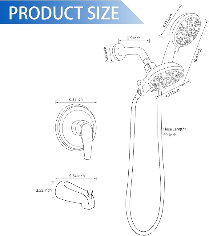 Dual Shower Faucet Set With Tub Spout - Image 8