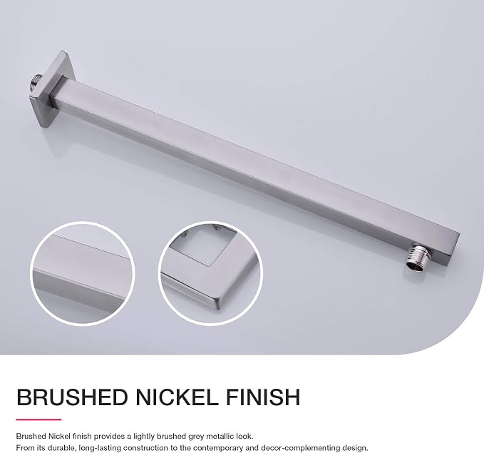 Square Shower Arm with Flange Heavy Duty Stainless Steel Rainfall Shower Head - Image 4