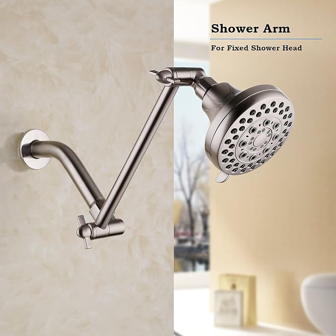 Shower Head Extender, Adjustable Shower Head Extension Brushed Nickel, - Image 5