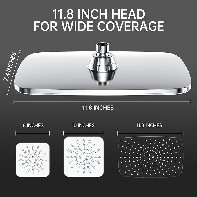 Veken 11.8 Inch Rectangle Rain Shower Head - Image 2