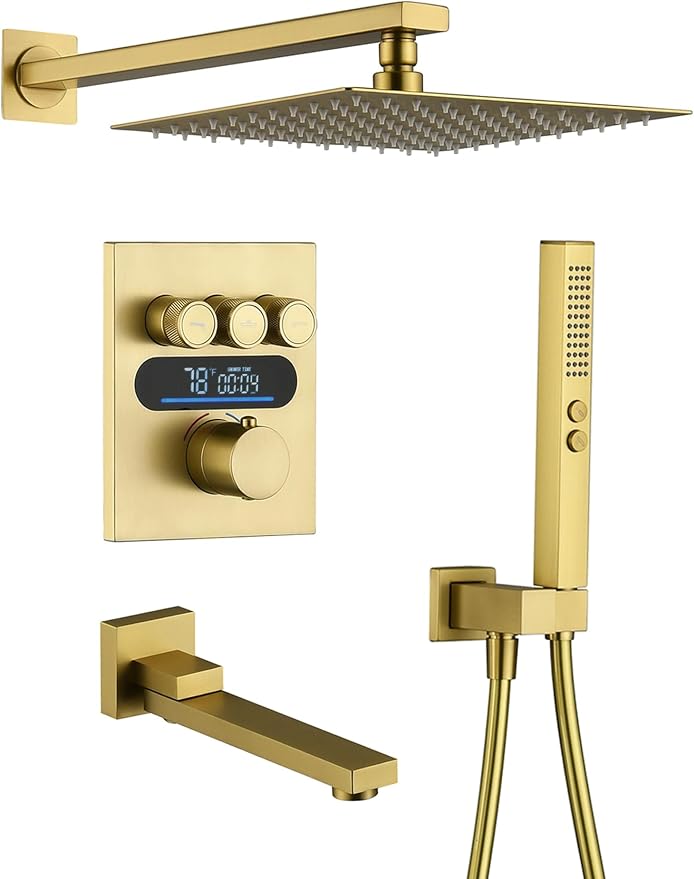 Lefton Shower System in Fahrenheit Display, 10” Overhead Shower Head by LeftonSanitary