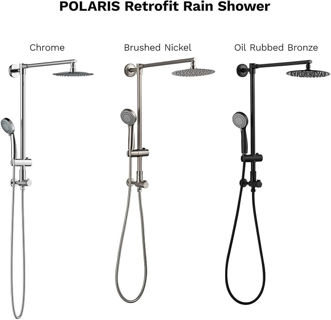 Fennocasa Polaris 1 Rain Shower System, includes 8” Rainfall Shower Head - Image 6