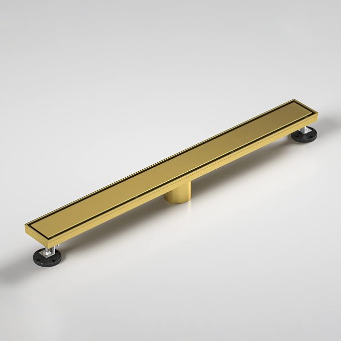 Linear Shower Drain 26", Brushed Gold Floor Drain by Bernkot