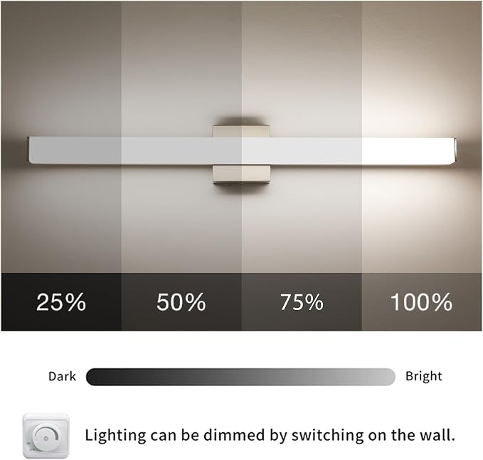 Bathroom Vanity Light Brushed Nickel Square LED 31.5 inch 24W 4000K Natural - Image 3