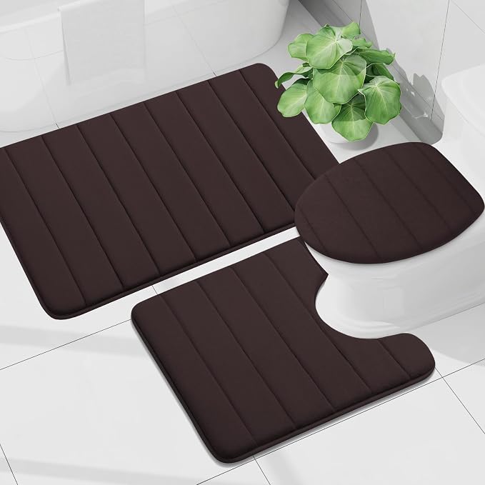 Buganda Memory Foam U-Shaped Contour Toilet Rugs, Non Slip Absorbent, Thick - Image 8