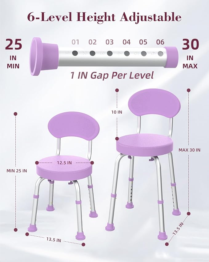 Swivel Shower Chair, 360° Non-Slip Shower Seat - Image 6