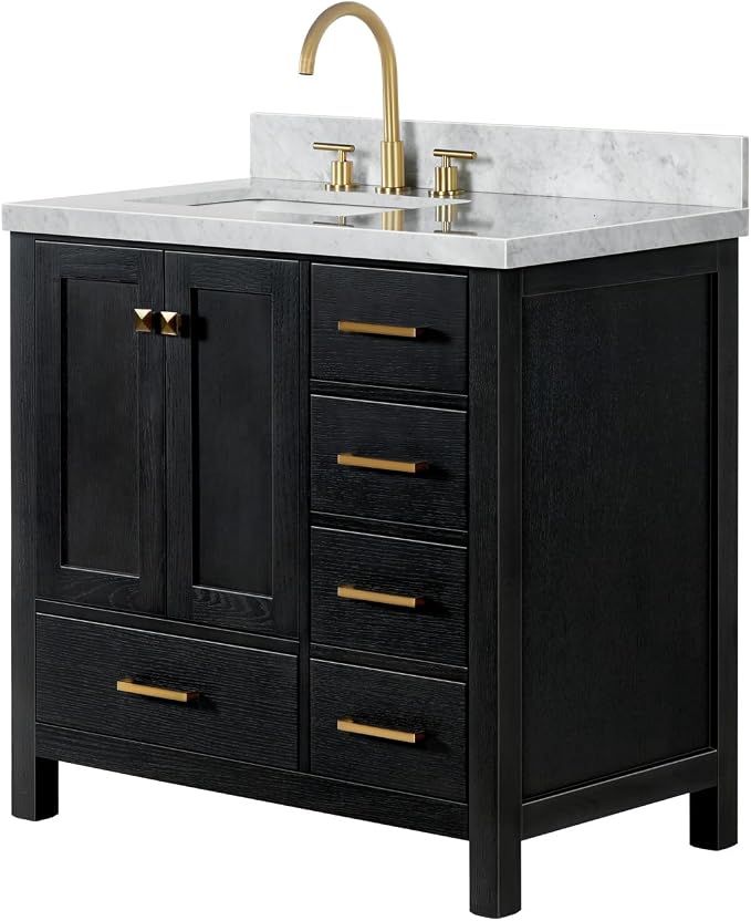 ARIEL Cambridge 37 Inch Single Rectangular Sink Bathroom Vanity - Image 4