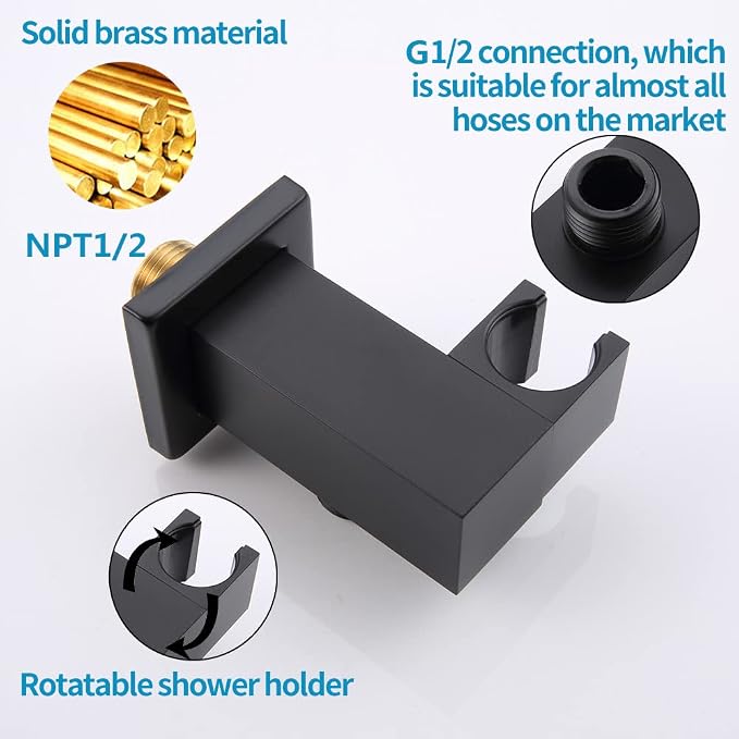 AYIVG Bathroom All Brass Wall Mount Adjustable Hand held ShowerHead Holder - Image 3