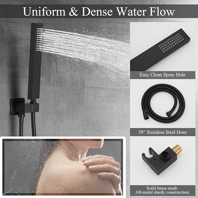 Shower Faucet Set 16 Inch Wall Mount Rain Shower System, All Metal Shower - Image 6