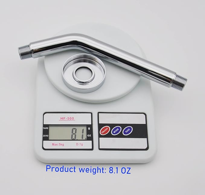 Aquaiaw Shower Arm and O-Ring Flange, 8 inch, Solid Brass, Both Soldered 1/2 - Image 5