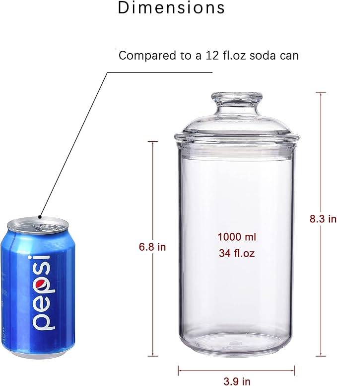 34oz Acrylic Storage Jar, Airtight Lid - Image 2