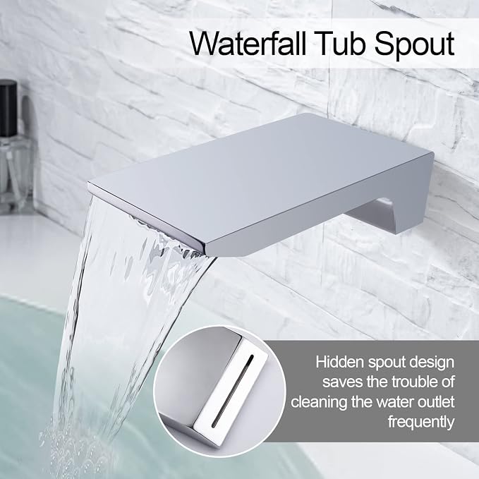 Wall Mount Waterfall Tub Faucet Single Handle Bathroom Bathtub Faucet Waterfall - Image 4