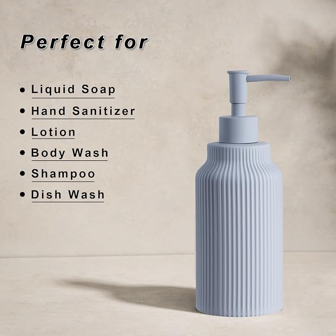 Modern Ceramic Soap Dispenser for Bathroom，14oz Ceramic Soft Touch Hand Lotion - Image 5