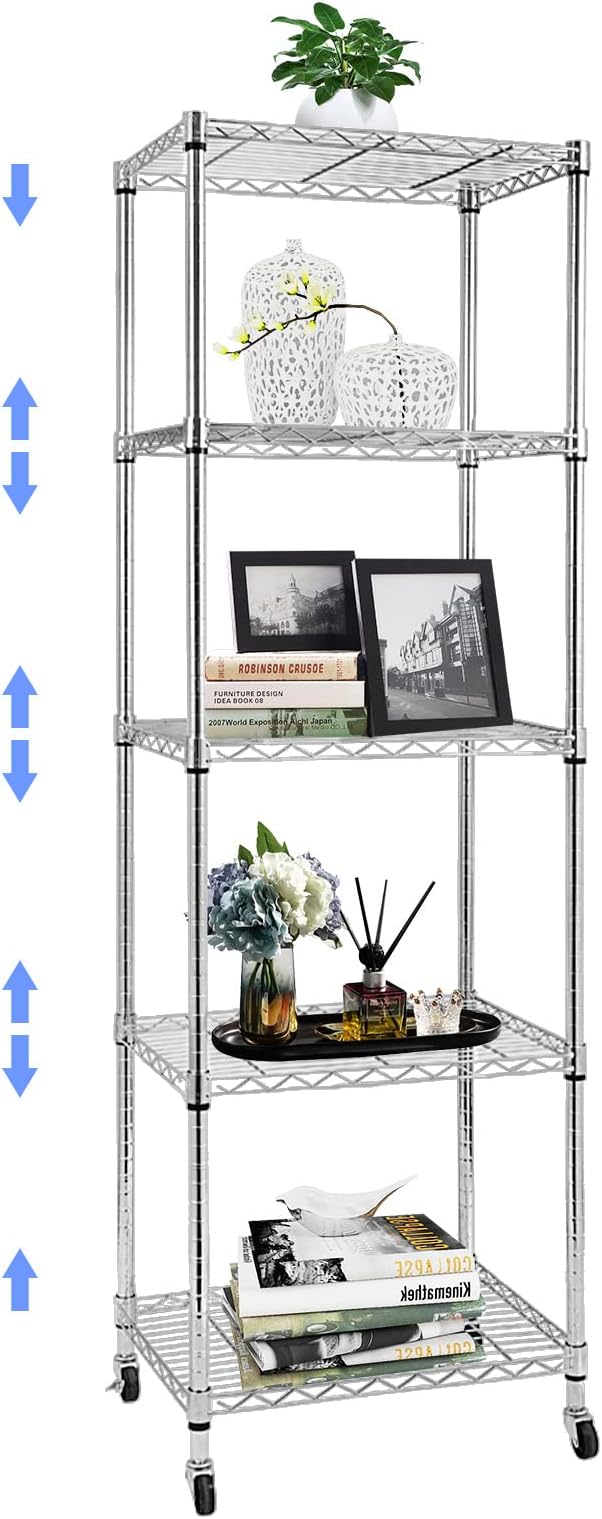 BNSPLY 5 Tier Narrow Wire Shelving Unit by BNSPLY