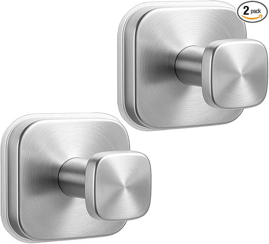 2Pcs Square Suction Cup Hook, 304 Stainless Steel Shower Hook, Removable by Tyothimm