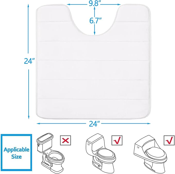 Buganda Memory Foam U-Shaped Contour Toilet Rugs, Non Slip Absorbent, Thick - Image 2