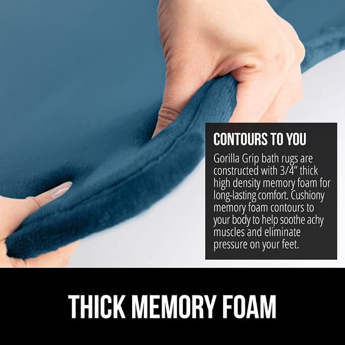 GORILLA GRIP Memory Foam Bath Mat, Soft Absorbent Velvet Bathroom Mats - Image 4