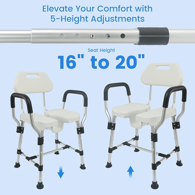 U-Shaped Shower Chair for Inside Shower, Heavy Duty Triple-Bar Base - Image 4