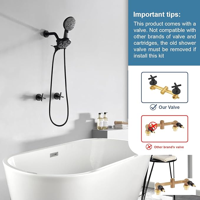 2 Handle Shower Faucet Shower System Complete 2 in 1 Shower Combo Set - Image 2