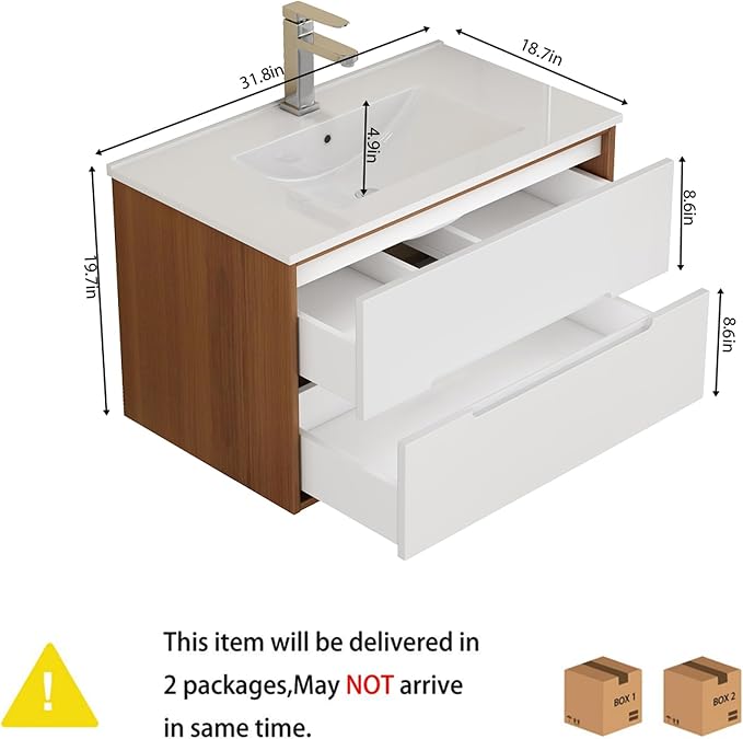 32" Wall Mounted Bathroom Vanity - Image 2