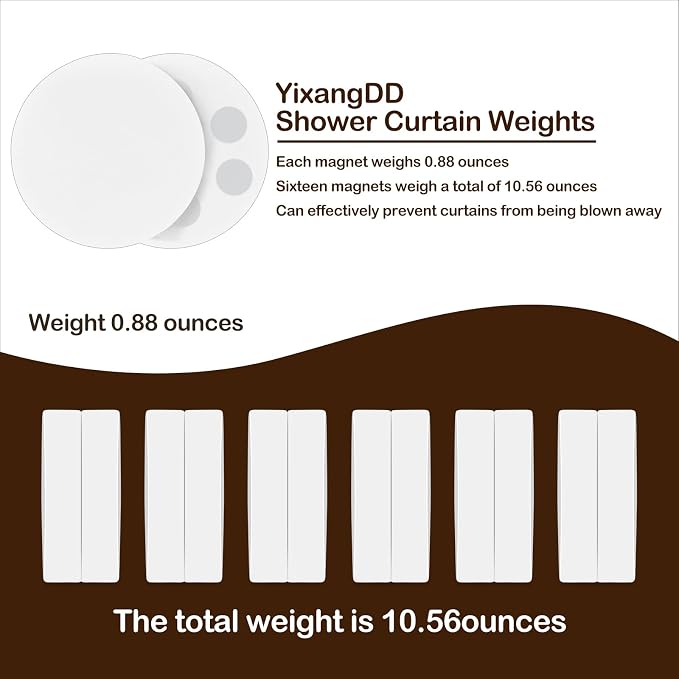 12 Pack Shower Curtain Weights, Rubber Covered Magnetic Curtain Weights - Image 3