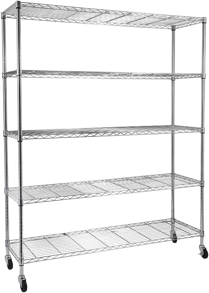 5 Tier Storage Racks Shelving, Heavy Steel Pantry Shelves, Adjustable Wire - Image 6