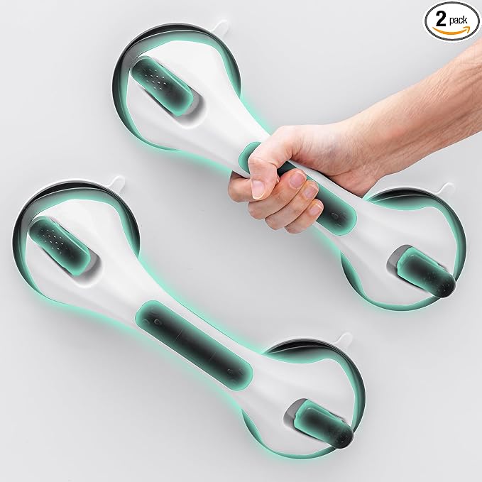 Grab Bars for Bathtubs and Showers 2 Pack Glow in The Dark, 12 inch Suction by TAILINK
