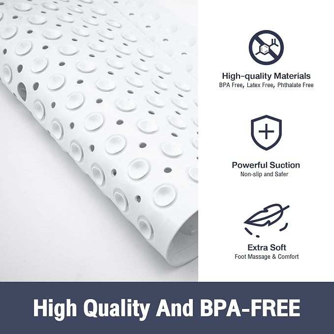 White Square Shower Bathtub Mat Non Slip 21x21 Inch, Soft Bath Mat - Image 2