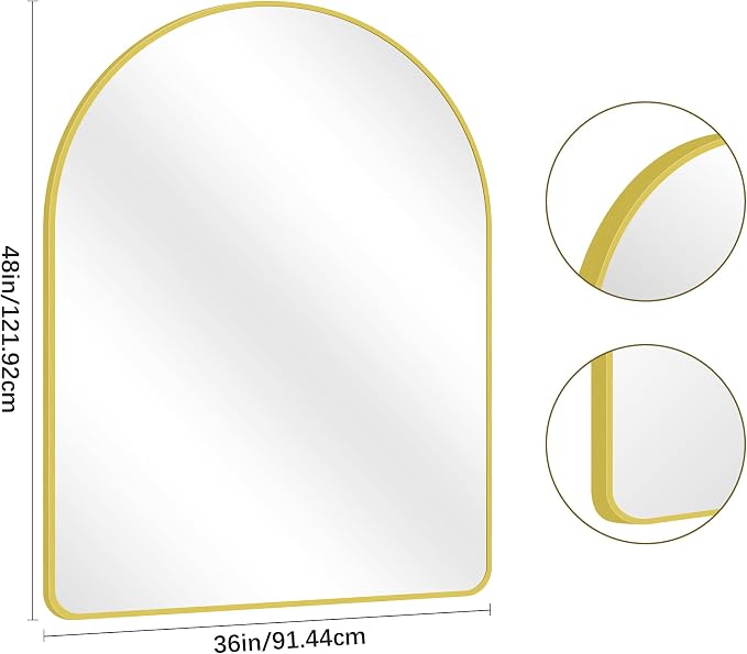 Arched Bathroom Mirror, Wall Mounted Mirror, Living Room, Vertically Hanging or - Image 7