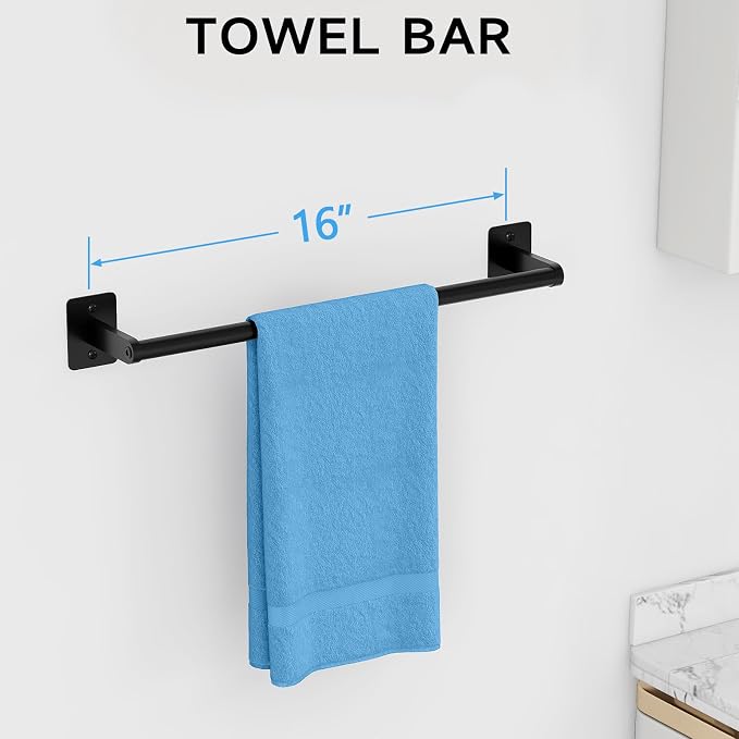 Matte Black Bathroom Accessories Set, 4 Pieces Bathroom Hardware Set, 16 inch - Image 2