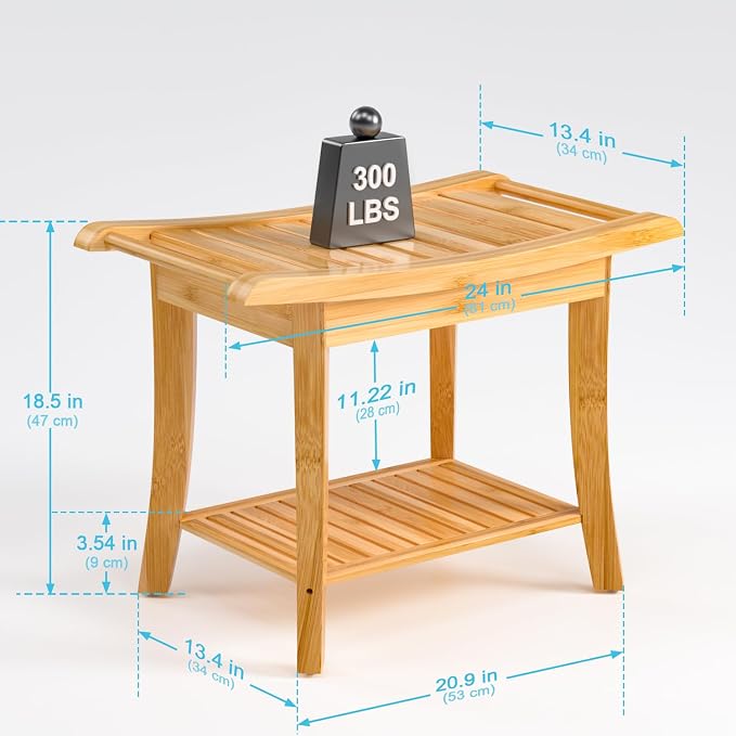 Zhuoyue Bamboo Spa Bath Shower Stool & Bench - Image 2