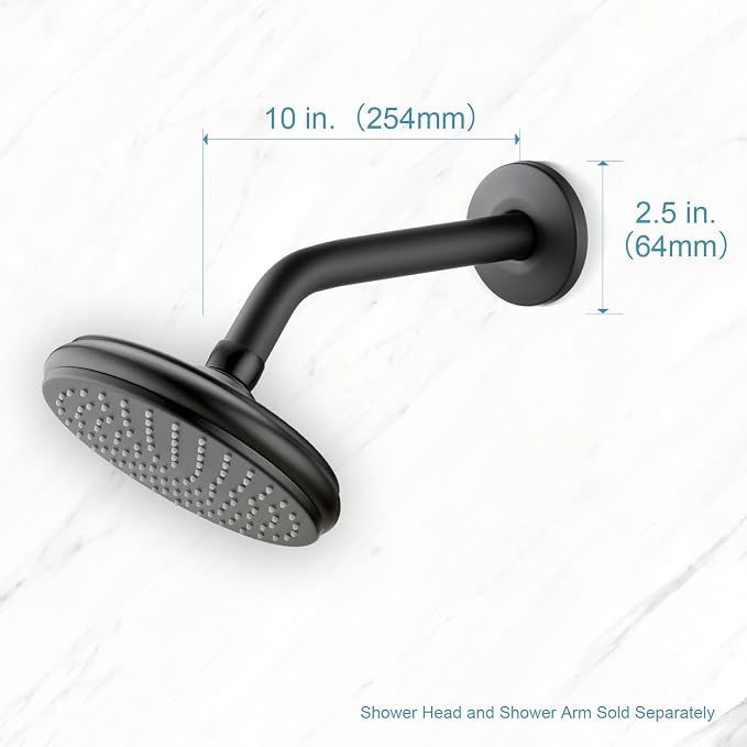 OFFO Shower Arm with Flange, 10 in Wall Mount Replacement Angle Shower Head Arm - Image 5