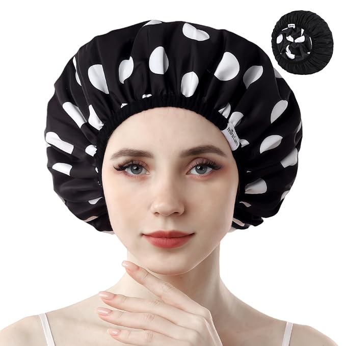 Years Calm Shower Caps For Women Reusable Waterproof，Pattern And Solid Color by Yearscalm