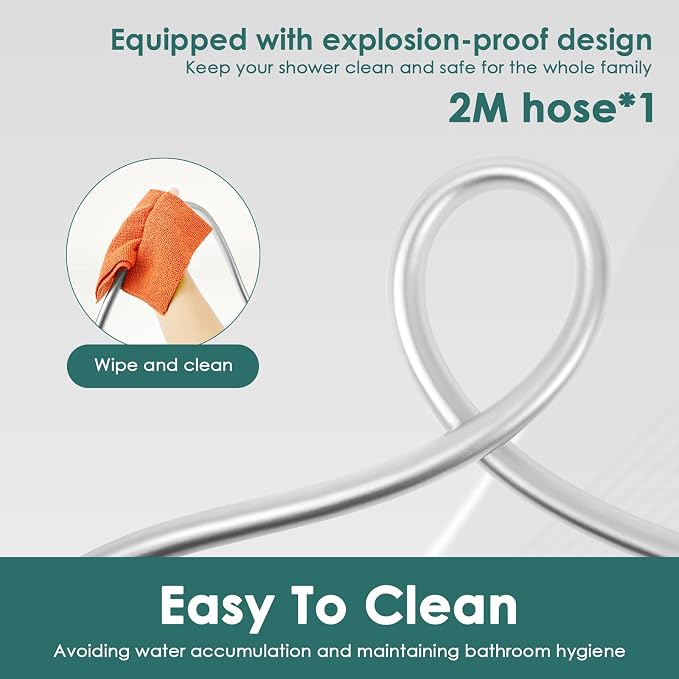 PVC Shower Hose，Explosion Proof Flexible Replacement Long Hose - Image 5