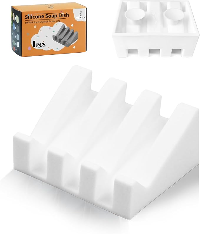 Silicone Soap Dish with Drain, Upgrade Double Suction Cups at The Bottom by AIXIAOYA