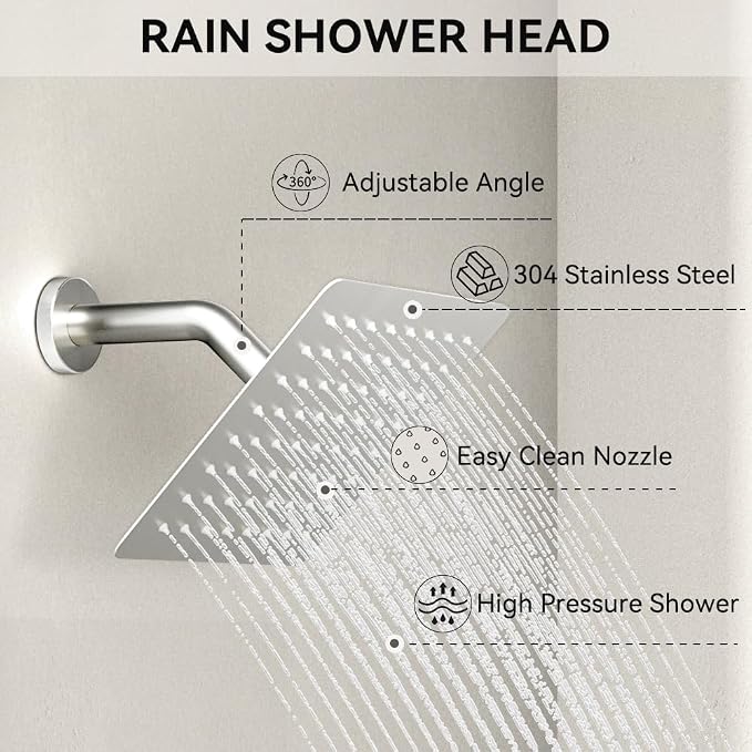 Shower Faucet Set Brushed Nickel Shower System, STARBATH 10" Ceiling Mount Rain - Image 9